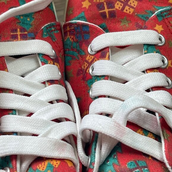 Vintage Hanes Christmas Holiday Sneakers Lace Up Platform Red Women's Size 6M - Picture 9 of 11